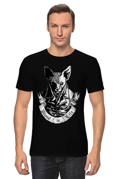 Заказать мужскую футболку в Москве. Футболка классическая Плохой кот от Anna Rosenrot - готовые дизайны и нанесение принтов.