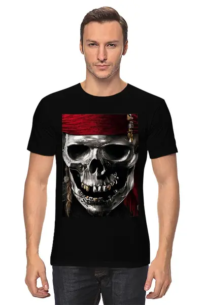 Заказать мужскую футболку в Москве. Футболка классическая пираты карибского моря от Mishania - готовые дизайны и нанесение принтов.