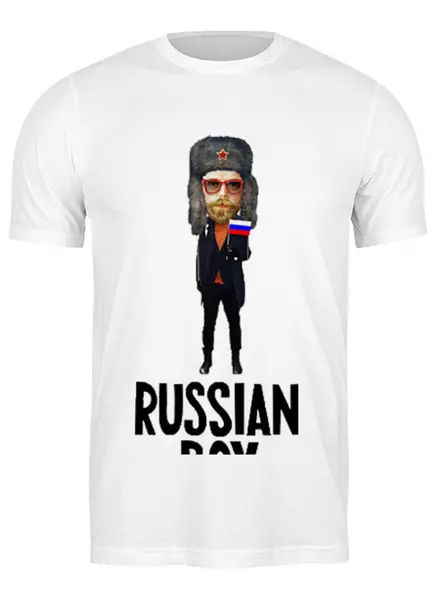 Заказать мужскую футболку в Москве. Футболка классическая RUSSIAN BOY от Алексей - готовые дизайны и нанесение принтов.