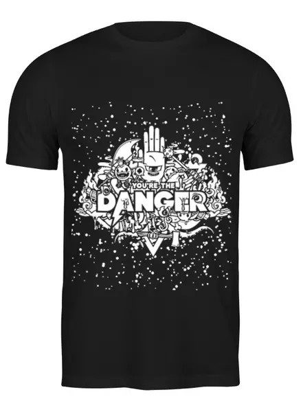 Заказать мужскую футболку в Москве. Футболка классическая Danger от olga - готовые дизайны и нанесение принтов.