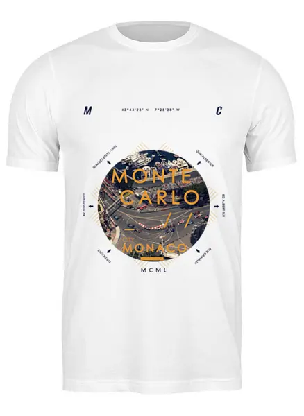 Заказать мужскую футболку в Москве. Футболка классическая Монако от Алексей Кехтер - готовые дизайны и нанесение принтов.