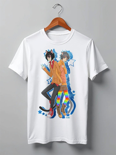 Заказать мужскую футболку в Москве. Футболка классическая Nyan Cat & Tac Nayn T-shirt от fumi - готовые дизайны и нанесение принтов.