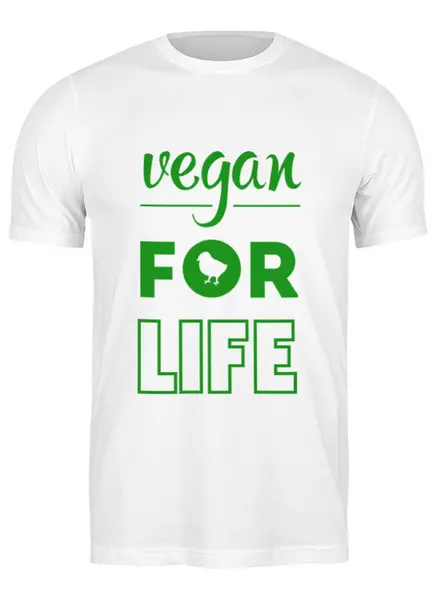 Заказать мужскую футболку в Москве. Футболка классическая Vegan for life от catification - готовые дизайны и нанесение принтов.