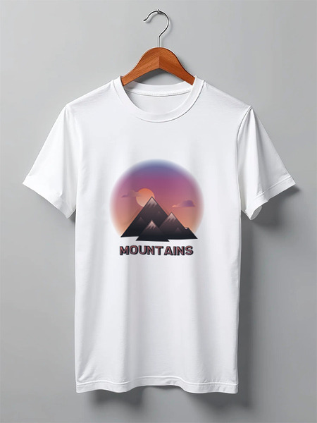Заказать мужскую футболку в Москве. Футболка классическая Mountains от white_irbis - готовые дизайны и нанесение принтов.