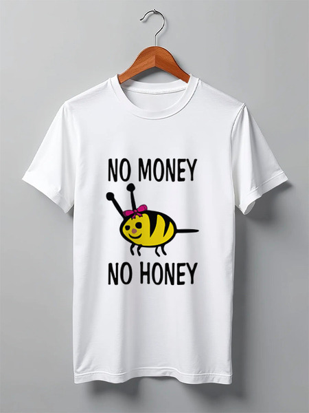 Заказать мужскую футболку в Москве. Футболка классическая No money No honey! (Нет денет, Нет меда!) от Easy-store - готовые дизайны и нанесение принтов.