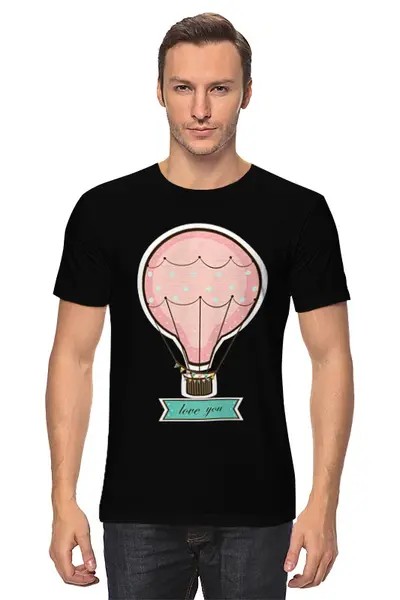 Заказать мужскую футболку в Москве. Футболка классическая яркий принт воздушны шар. от Juliajull - готовые дизайны и нанесение принтов.