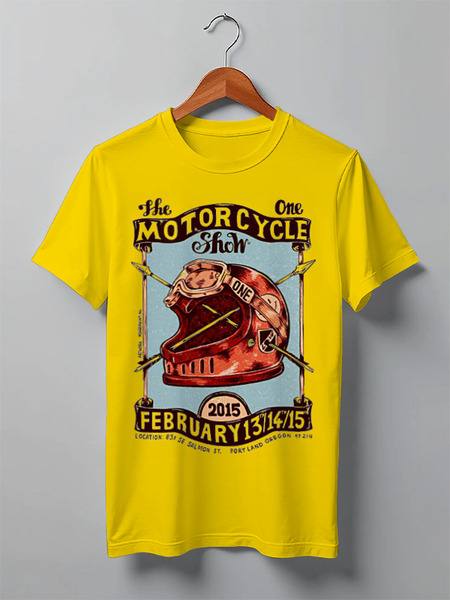Заказать мужскую футболку в Москве. Футболка классическая Motorcycle Show от madwheelz - готовые дизайны и нанесение принтов.