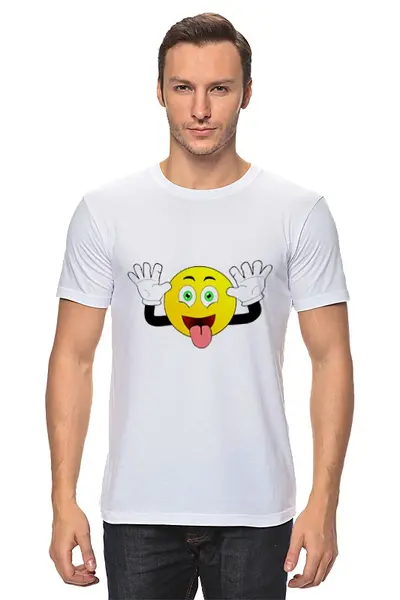 Заказать мужскую футболку в Москве. Футболка классическая Смайлик от anprimak-rabota@yandex.ru - готовые дизайны и нанесение принтов.