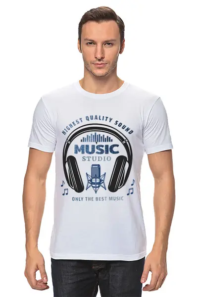 Заказать мужскую футболку в Москве. Футболка классическая MUSIC STUDIO от сергей дудников - готовые дизайны и нанесение принтов.