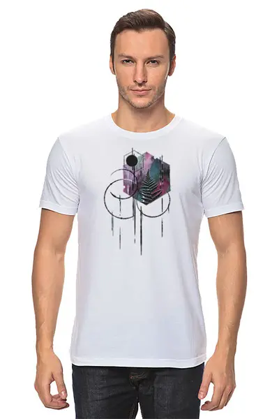 Заказать мужскую футболку в Москве. Футболка классическая Space Fern от oneredfoxstore@gmail.com - готовые дизайны и нанесение принтов.