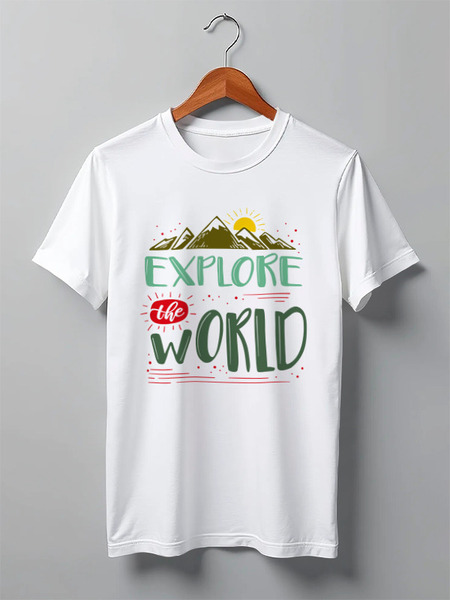Заказать мужскую футболку в Москве. Футболка классическая Explore the world от illunovart  - готовые дизайны и нанесение принтов.