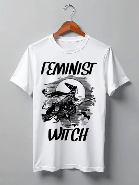 Заказать мужскую футболку в Москве. Футболка классическая Feminist witch от Анастасия К_ - готовые дизайны и нанесение принтов.