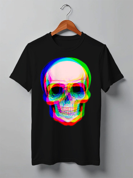Заказать мужскую футболку в Москве. Футболка классическая Череп 3D от skull - готовые дизайны и нанесение принтов.