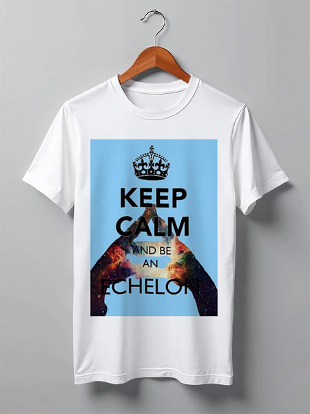 Заказать мужскую футболку в Москве. Футболка классическая Keep calm and be an Echelon от prettydisaster - готовые дизайны и нанесение принтов.
