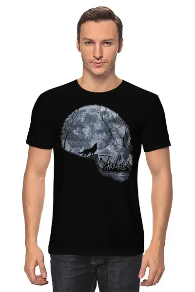 Заказать мужскую футболку в Москве. Футболка классическая Лунный Череп от printik - готовые дизайны и нанесение принтов.