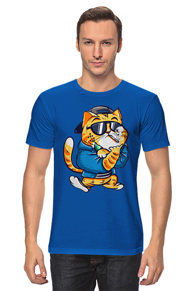 Заказать мужскую футболку в Москве. Футболка классическая Наглый кот от Print design  - готовые дизайны и нанесение принтов.