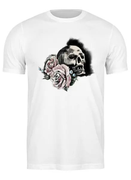 Заказать мужскую футболку в Москве. Футболка классическая Череп и розы  от losikki@mail.ru - готовые дизайны и нанесение принтов.