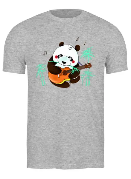 Заказать мужскую футболку в Москве. Футболка классическая Панда с гитарой от Print design  - готовые дизайны и нанесение принтов.