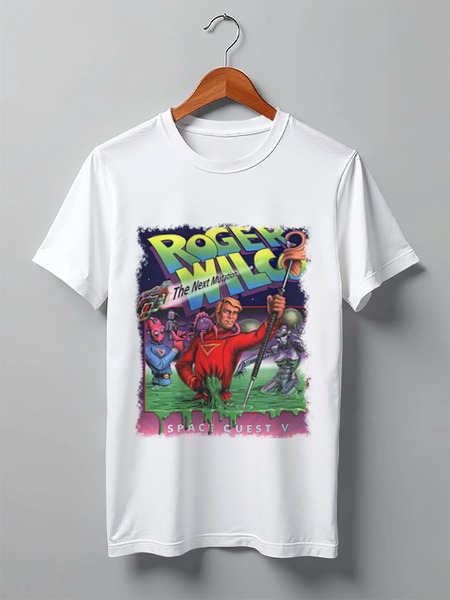 Заказать мужскую футболку в Москве. Футболка классическая Space Quest 5 от dkn2002@mail.ru - готовые дизайны и нанесение принтов.
