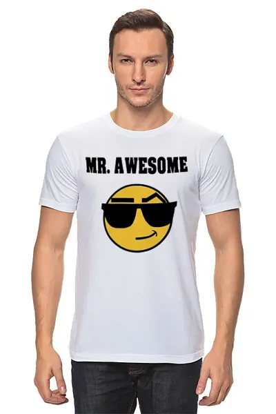 Заказать мужскую футболку в Москве. Футболка классическая Mister Awesome от Maria_Ch - готовые дизайны и нанесение принтов.