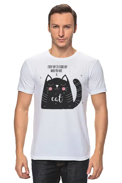 Заказать мужскую футболку в Москве. Футболка классическая Cats Here от oneredfoxstore@gmail.com - готовые дизайны и нанесение принтов.