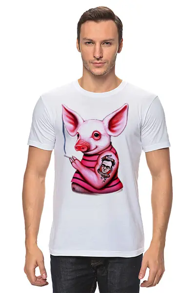 Заказать мужскую футболку в Москве. Футболка классическая Неформальная свинка от Leichenwagen - готовые дизайны и нанесение принтов.