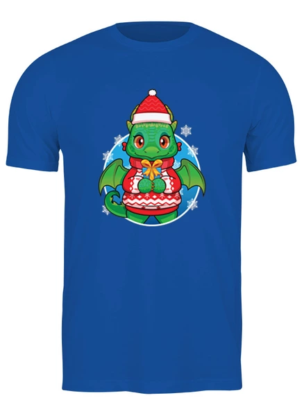 Заказать мужскую футболку в Москве. Футболка классическая Новогодний дракон символ года от 228design  - готовые дизайны и нанесение принтов.