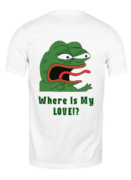 Заказать мужскую футболку в Москве. Футболка классическая Pepe the frog Whant some love от Ильяс Муртазаев - готовые дизайны и нанесение принтов.
