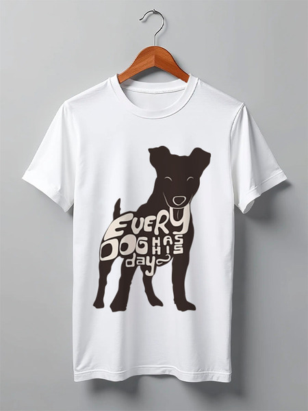 Заказать мужскую футболку в Москве. Футболка классическая Happy dog от frau - готовые дизайны и нанесение принтов.