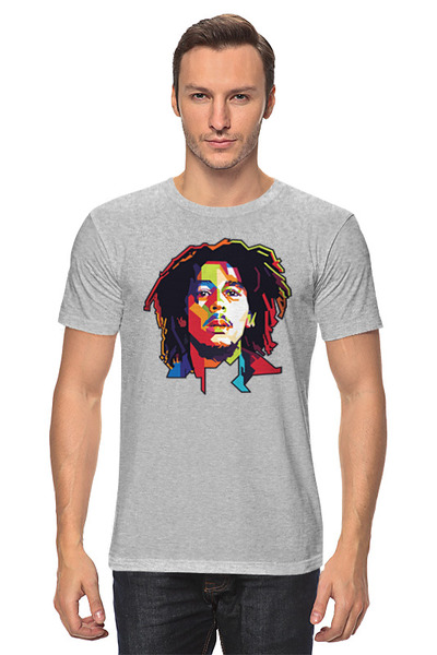Заказать мужскую футболку в Москве. Футболка классическая Боб Марли от skynatural - готовые дизайны и нанесение принтов.