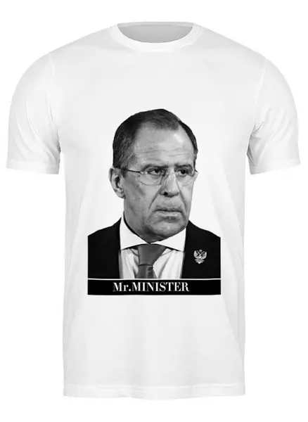 Заказать мужскую футболку в Москве. Футболка классическая Mr Minister от Design Ministry - готовые дизайны и нанесение принтов.