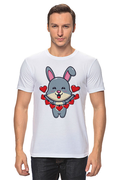 Заказать мужскую футболку в Москве. Футболка классическая Love Bunny от skynatural - готовые дизайны и нанесение принтов.