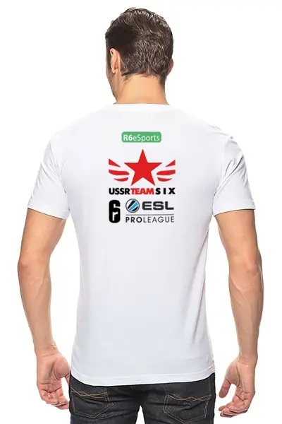 Заказать мужскую футболку в Москве. Футболка классическая R6eSports - Teambuild от deppski - готовые дизайны и нанесение принтов.