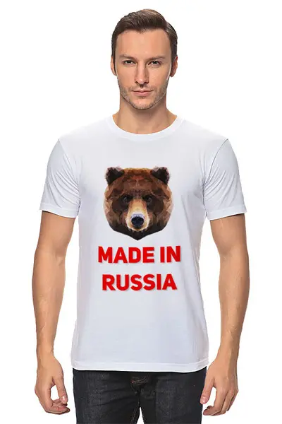 Заказать мужскую футболку в Москве. Футболка классическая Made in Russia от ZVER  - готовые дизайны и нанесение принтов.