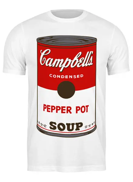 Заказать мужскую футболку в Москве. Футболка классическая Campbell's Soup (Энди Уорхол) от coolmag - готовые дизайны и нанесение принтов.