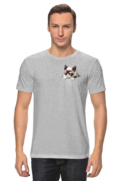 Заказать мужскую футболку в Москве. Футболка классическая Кот в кармане от Xieros - готовые дизайны и нанесение принтов.
