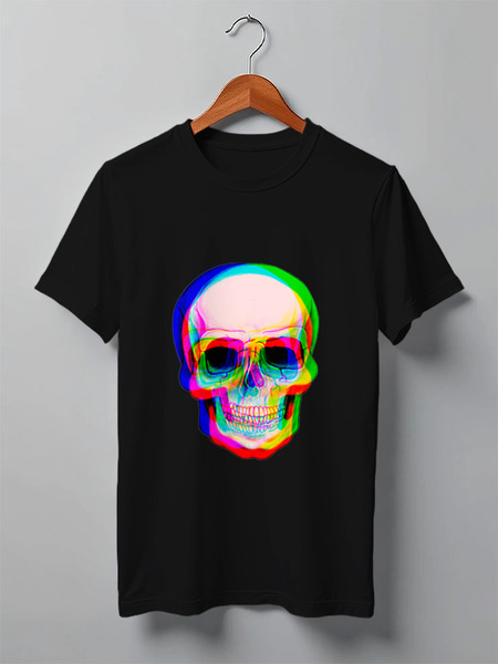 Заказать мужскую футболку в Москве. Футболка классическая Череп 3D от skull - готовые дизайны и нанесение принтов.
