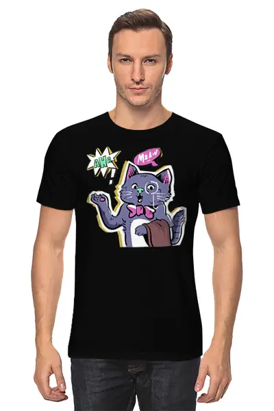 Заказать мужскую футболку в Москве. Футболка классическая Cats Here от oneredfoxstore@gmail.com - готовые дизайны и нанесение принтов.