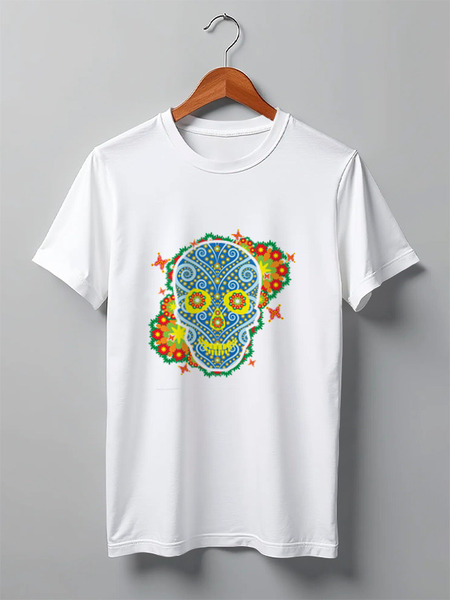Заказать мужскую футболку в Москве. Футболка классическая Floral Skull от enjoydiving - готовые дизайны и нанесение принтов.