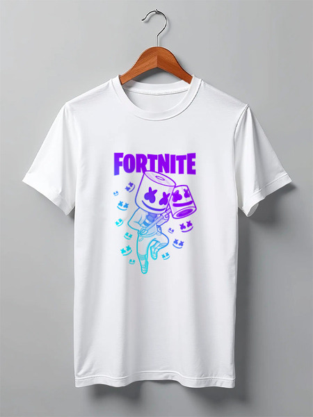 Заказать мужскую футболку в Москве. Футболка классическая MARSHMELLO FORTNITE от geekbox - готовые дизайны и нанесение принтов.