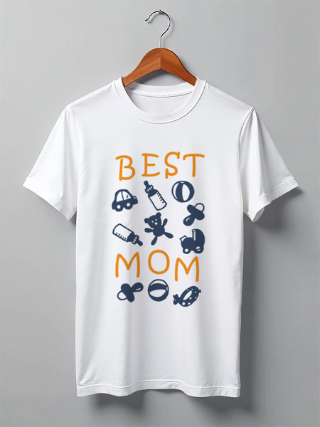 Заказать мужскую футболку в Москве. Футболка классическая Best Mom от litium - готовые дизайны и нанесение принтов.
