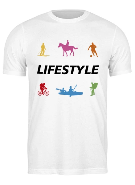 Заказать мужскую футболку в Москве. Футболка классическая Стиль жизни от konstantintlt16@gmail.com - готовые дизайны и нанесение принтов.