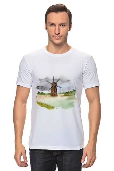 Заказать мужскую футболку в Москве. Футболка классическая Old mill от Evgenia Bandagnomych - готовые дизайны и нанесение принтов.