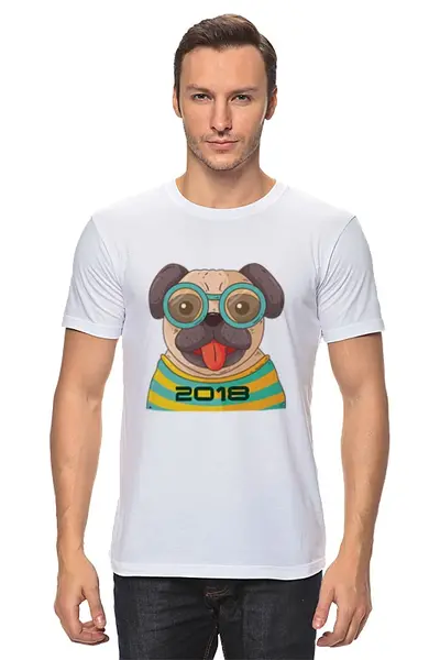 Заказать мужскую футболку в Москве. Футболка классическая Crazy dog (год можно стереть) от Ксения Золотухина - готовые дизайны и нанесение принтов.