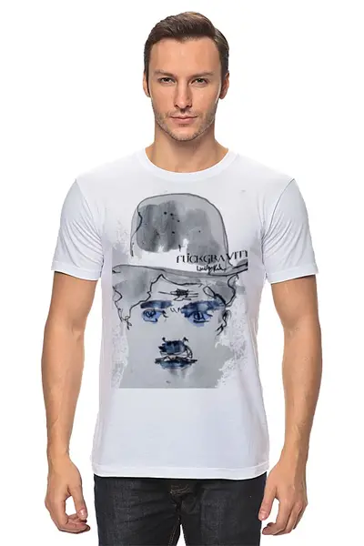Заказать мужскую футболку в Москве. Футболка классическая Charlie Chaplin от Lev Kiirin - готовые дизайны и нанесение принтов.