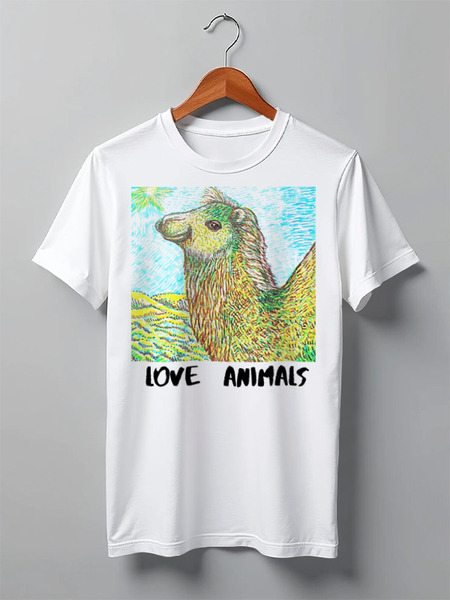 Заказать мужскую футболку в Москве. Футболка классическая Love animals (Любить животных) от cinirena@mail.ru - готовые дизайны и нанесение принтов.