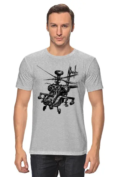 Заказать мужскую футболку в Москве. Футболка классическая Апач (вертолёт) от printik - готовые дизайны и нанесение принтов.