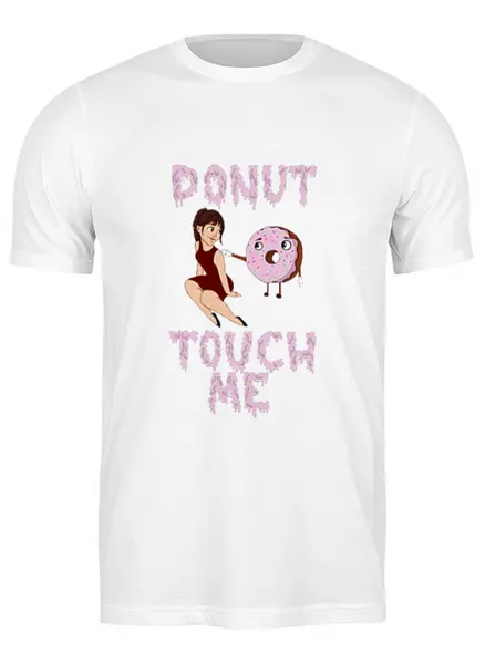 Заказать мужскую футболку в Москве. Футболка классическая donut touch me от dariar - готовые дизайны и нанесение принтов.
