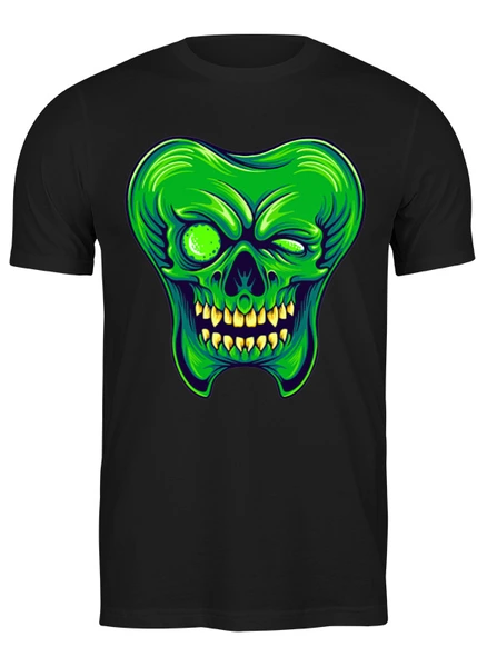 Заказать мужскую футболку в Москве. Футболка классическая Green Skull от skynatural - готовые дизайны и нанесение принтов.