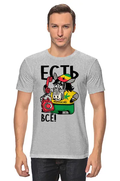 Заказать мужскую футболку в Москве. Футболка классическая Осел и телефон от Print design  - готовые дизайны и нанесение принтов.